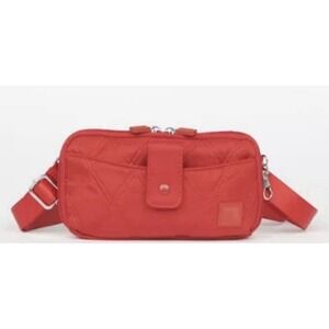 Red Quilted Crossbody Bag with Adjustable Strap